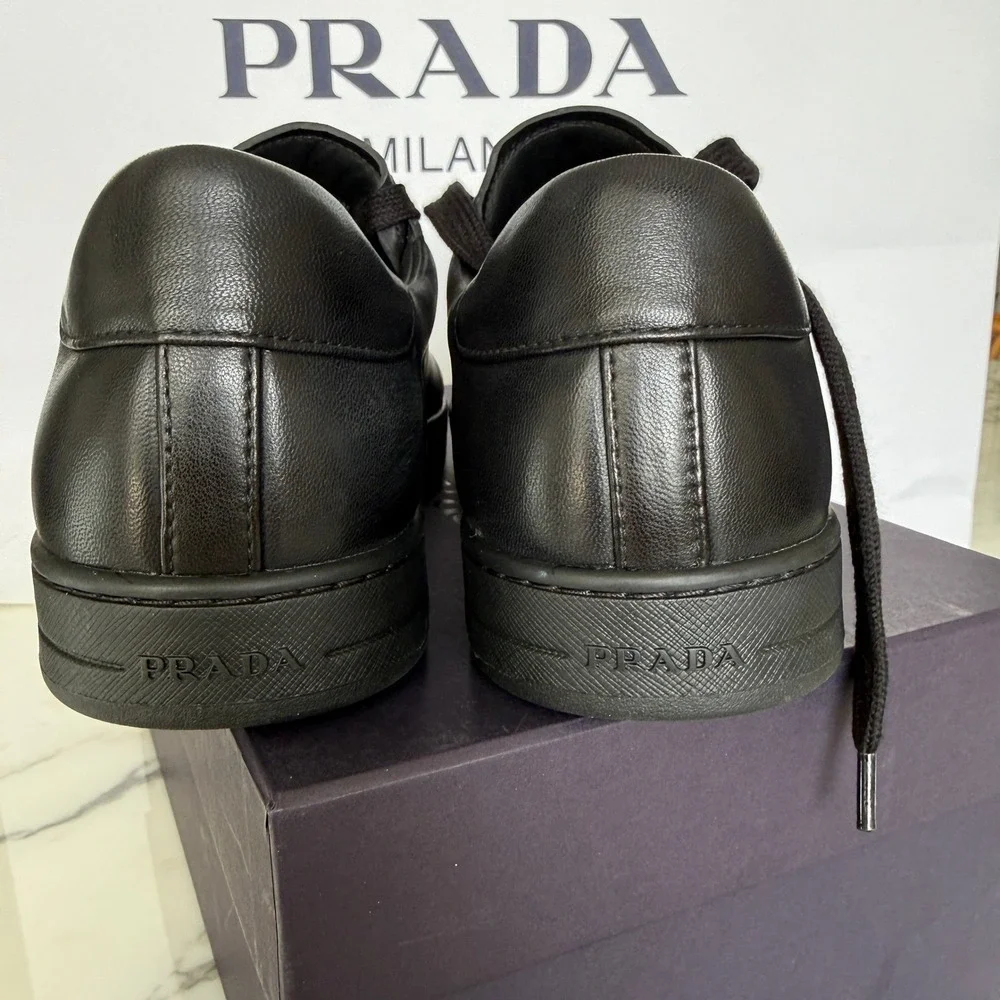 PRADA 2EG480 Black Leather Sneakers Shoes  - NEW - US 12 UK 11 - Picture 5 of 14